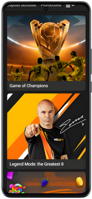 Melbet Screenshot of current promotions