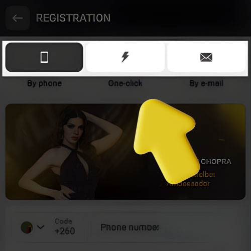 Instruction Select the Melbet Zmbia registration method